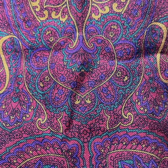 Vintage Rayon Wool Pull On Red Paisley Pleated Midi Skirt 14 Fairy Cottagecore - Picture 2 of 7
